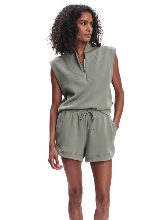 Varley Pants - Varley Sleeveless Zip-Neck Lounge Set - Sage Green S